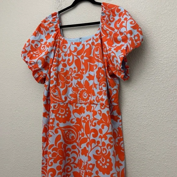 Talbots Puff Sleeve Poplin Dress Floral Print Size 18W NWT - Picture 7 of 13